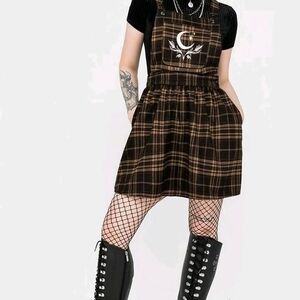 Disturbia - Artume Embroidered Gothis Check Pinafore dress - US 14